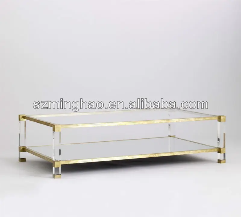 Clear Acrylic Dining Room Center Table With Golden Side Buy Acrylic