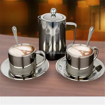 304 Metal 150ml Stainless Steel Double Walled Insulated Coffee Cup 304 Metal 150ml Stainless Steel Double Walled Insulated Coffee Cup Set With Saucer And 20oz
