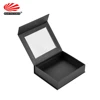 Custom Logo Luxury Large Black Hair Extension Rigid Paper Packaging PVC Window Wig Magnetic Closure Gift Box