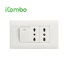 North Africa PC Double 3 Pin Italian Wall Socket and 1 Gang Electric Wall Switch