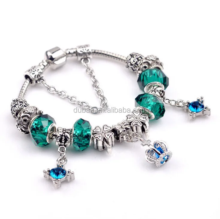 2016 de plata de la moda pulsera bisuteria chapado pavimenta laton beads europea pulseras del encanto