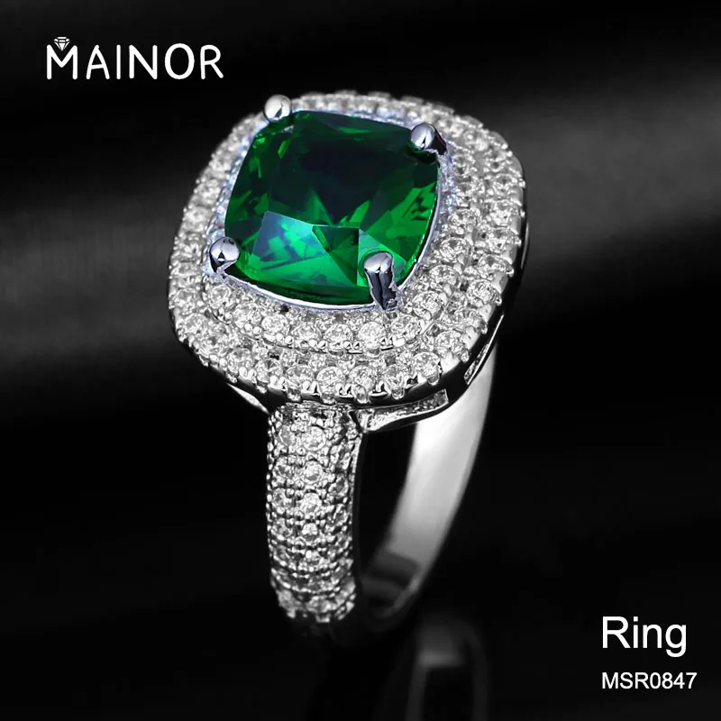 diamond green stone ring