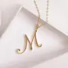 Women Jewelry Wholesale Initial Letter M Pendant Necklace Cursive Alphabet A-Z Gold Necklace