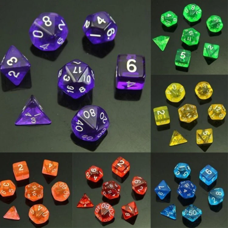 7 Pcs/set Sided Die D4 D6 D8 D10 D12 D20 D&d D&d Rpg Rollers Dice Game
