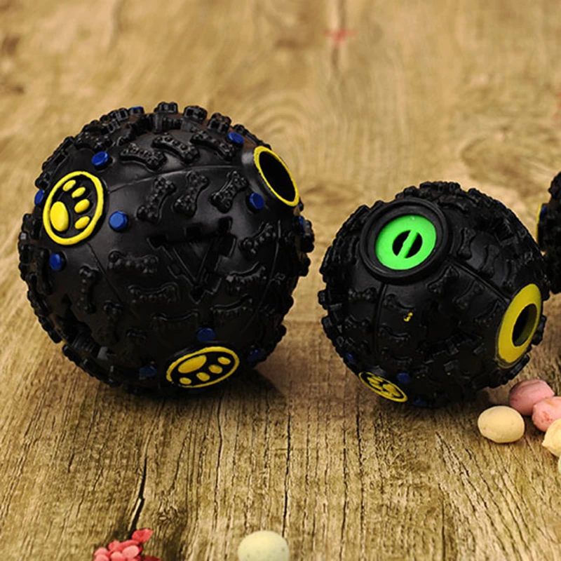 Dog Toy Ball Food Leaking Balls Sound Making Toy Black Color Fun Play Eating Pet Supplies