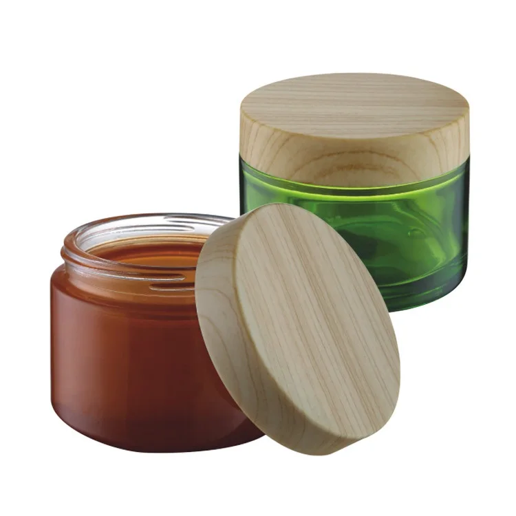Bamboo Jar Wholesale Green Frosted Amber Glass Jar With Watertransfer