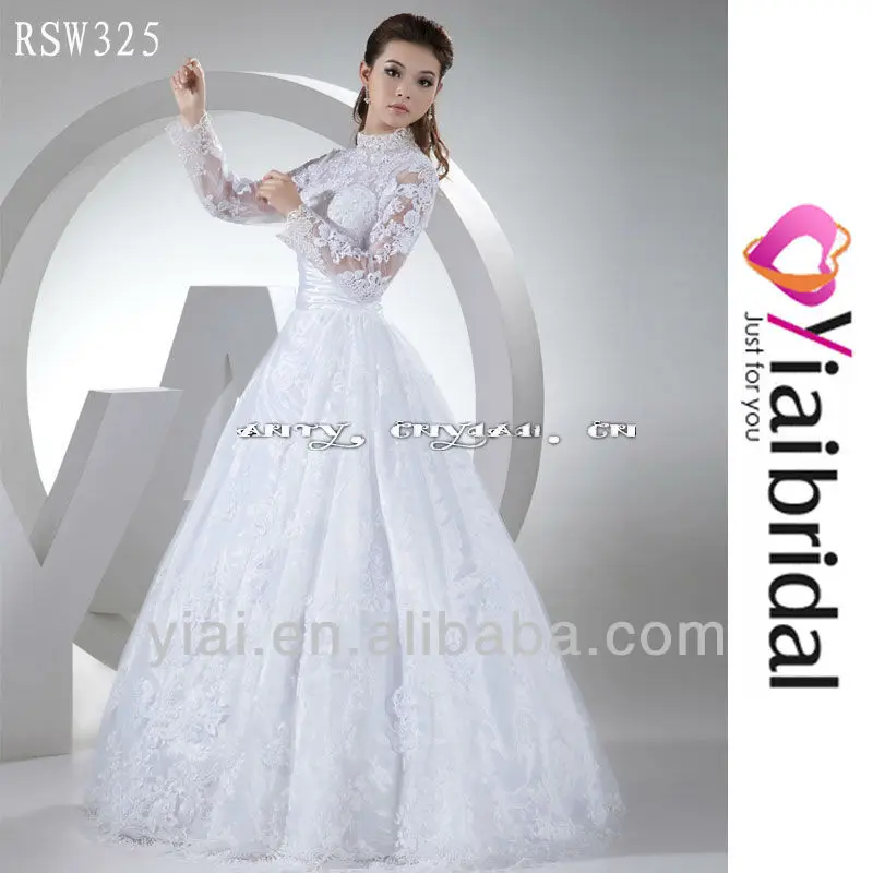 rsw325 manga larga cuello alto vestido de novia - buy vestido de