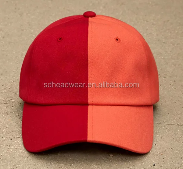 sweatband lining custom logo plain red split dad cap with adjustable back strap.png