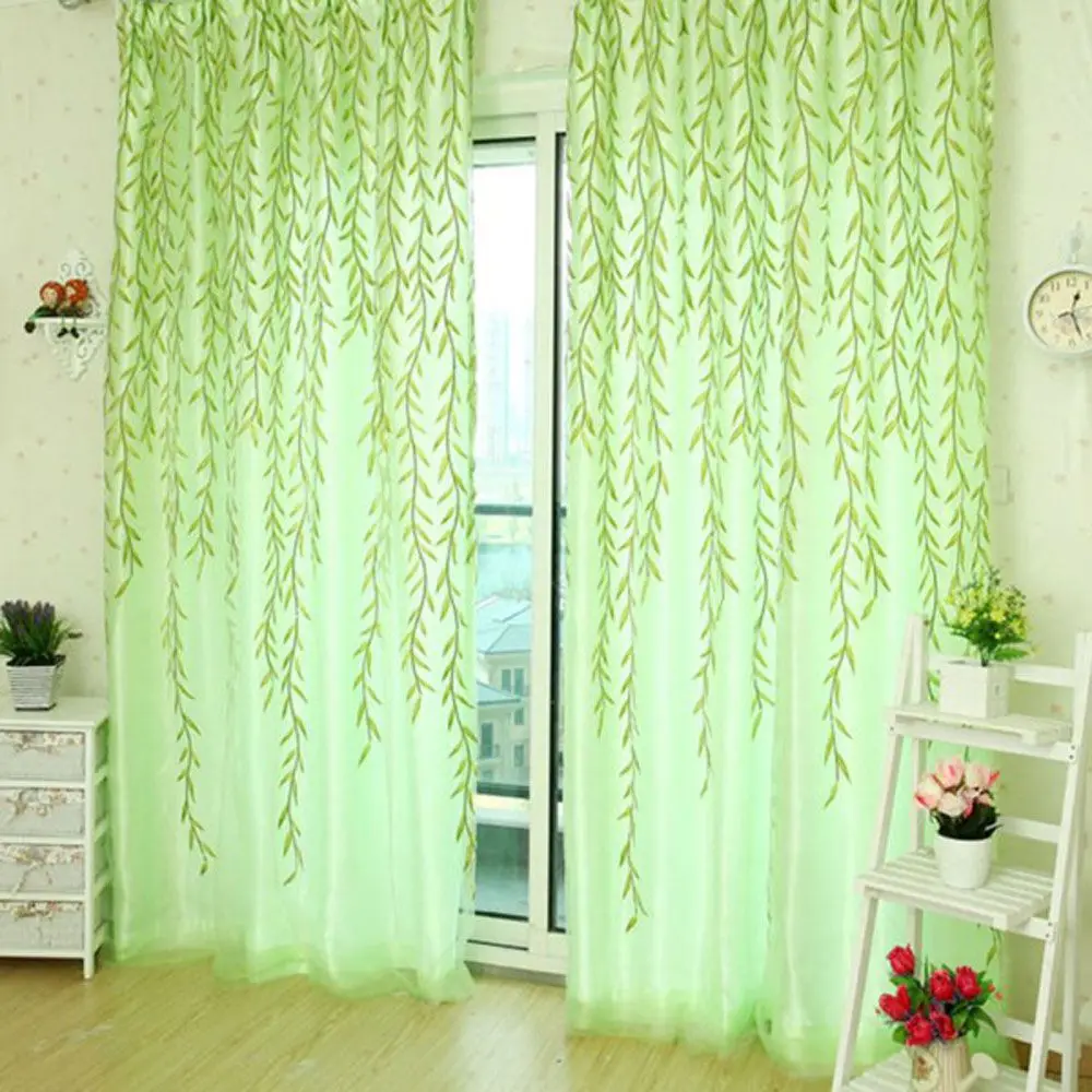 Pastoral Curtains For Bedroom Decor Elegant Willow Pattern Voile Window Net Curtains For Window Room Decoration Window Screening Buy Curtains For