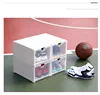Folding front drop shoe organizer container