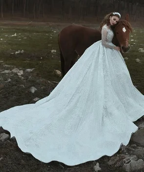 Bling Princess Wedding Gown Y High Neck Long Sleeve Ball Bling Princess Wedding Gown Y High Neck Long Sleeve Ball Bridal Dresses With