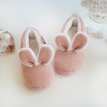 cute rabbit home slippers women house shoes warm winter flats for