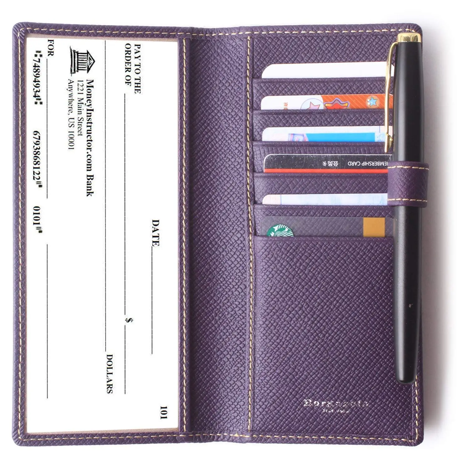 Leather Checkbook Cover For Men Women Checkbook Covers with Card Holder Wallet