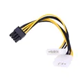 16cm 5 inch 8 Pin PCI Express Male To Dual LP4 4Pin Molex IDE Power Cable