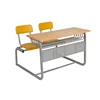 Glossy surface double student classroom desk and chair