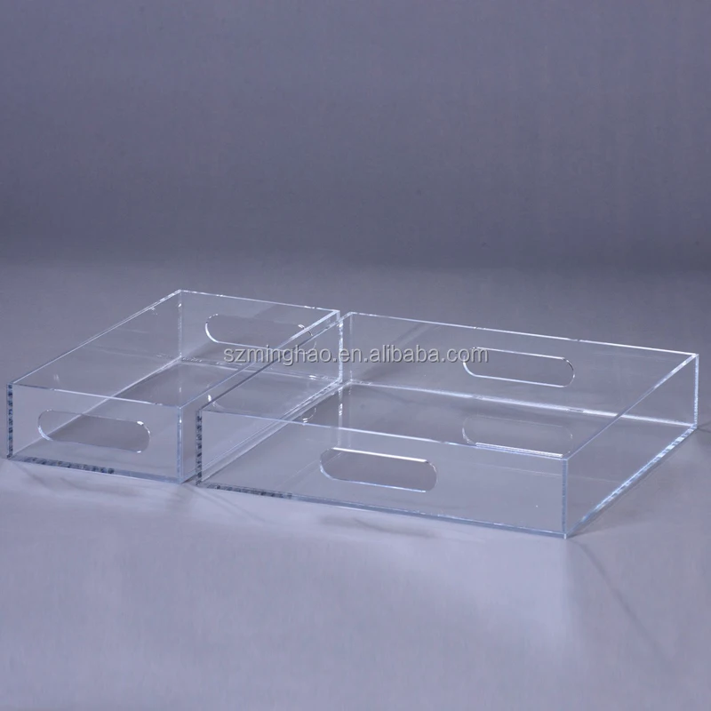 Square Clear Acrylic Tray Lucite Serving Tray With Flyer Insert And