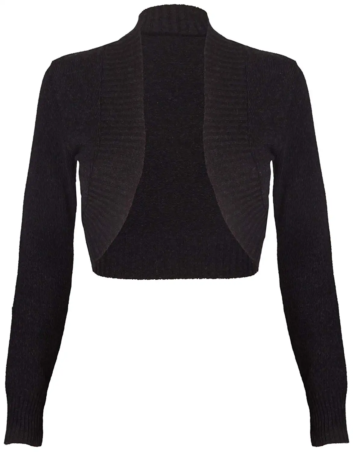 Janisramone Women Sequin 100/% Cotton Ribbed top Long Sleeve Knitted Bolero Shrug