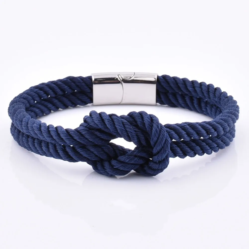 Knot Navy Blue Nylon Bracelet With 18k Gold Magnetic Clasp - Buy Anchor ...