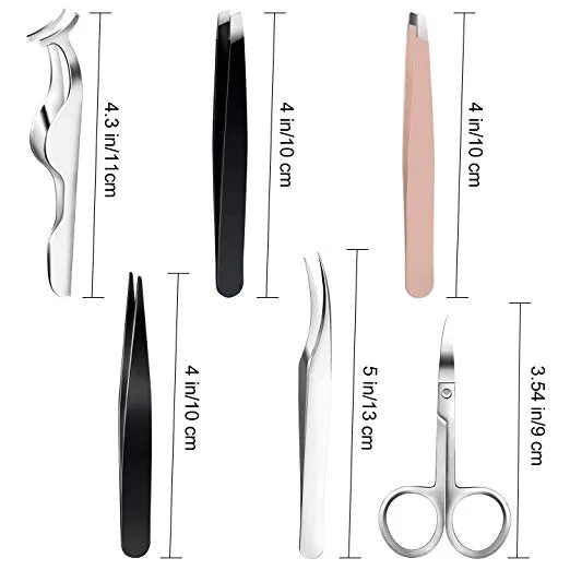 6pieces Tweezers Kit For Eyelashes Extension Set Eyelash Lash Tweezers ...