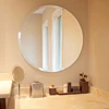 Round Bevelled Polish Frameless Wall Mirror with Hooks for Bathroom