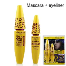 1Set=2pc High Quality Professional Make up Eye liner Set Leopard Colossal Black Mascara + Liquid Entice Cheetah Eyeliner