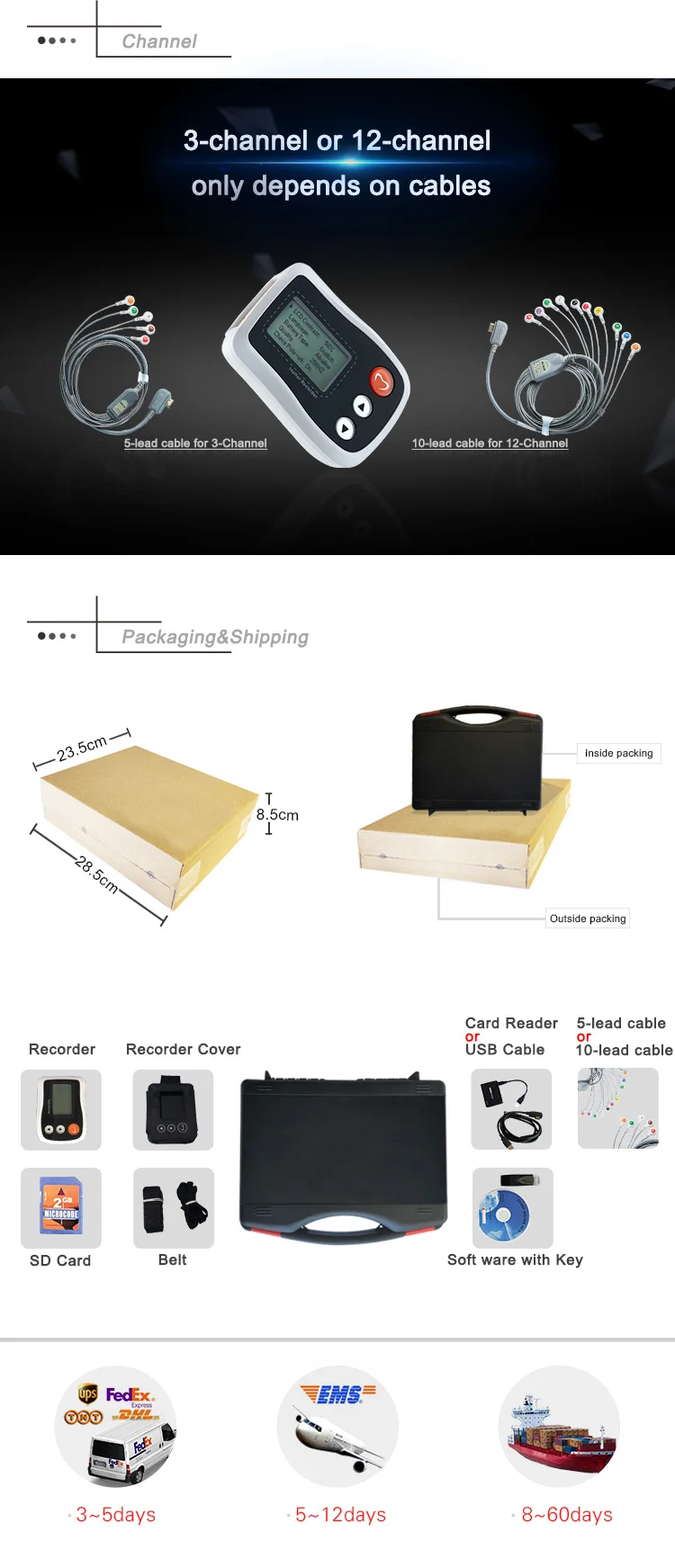 Hot sales Chinese 24-hour ambulatory holter monitor ecg procedure