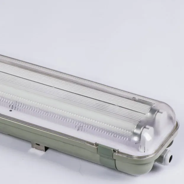 ABS PC material Triproof Light Fixture 60cm 120cm 150cm IP65 Single Double LED Fluorescent T8 Tube Waterproof Light Fixture