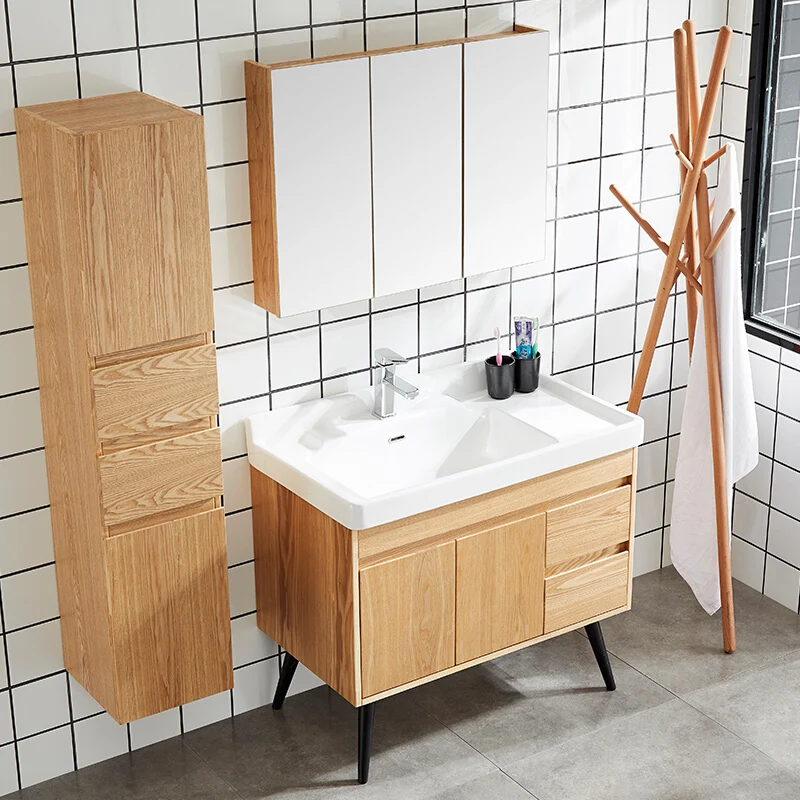 Multiple Styles Mirror Corner Modular Floor Mounted Antique Wood Bathroom Vanity