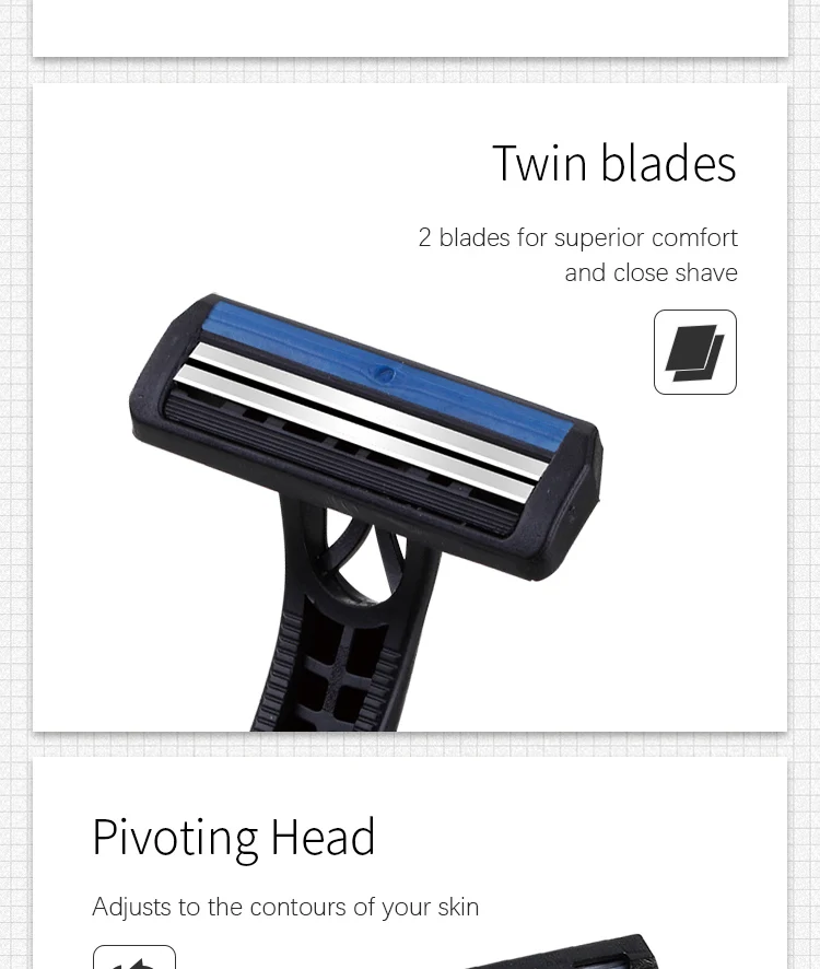 Two Blades Comfortable Pivoting Head High Quality Disposable Shaving  Razor