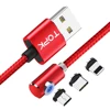 Free Shipping TOPK AM51 90 Degree LED Mobile Phone Charger Magnetic Micro USB Type C Charging Cable