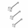Fashion Surgical Steel Claw Prong CZ Nose Studs