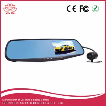 4.3 Inch 1080p Fhd Dual Lens Rearview Mirror Vehicle Traveling Data