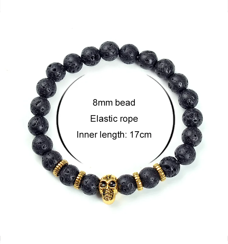 F105 Adjustable Skull Bracelet Mantra Birthstone Custom Festival Psychic Spiritual Stone Lucky Stone  Company Gifts New Black