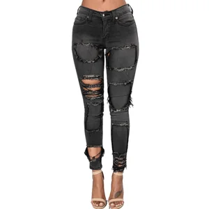 Fashion Personality Autumn Black Hole Retro Skinny Ladies Jeans Pants Fashion Personality Autumn Black Hole Retro Skinny Ladies Jeans Pants