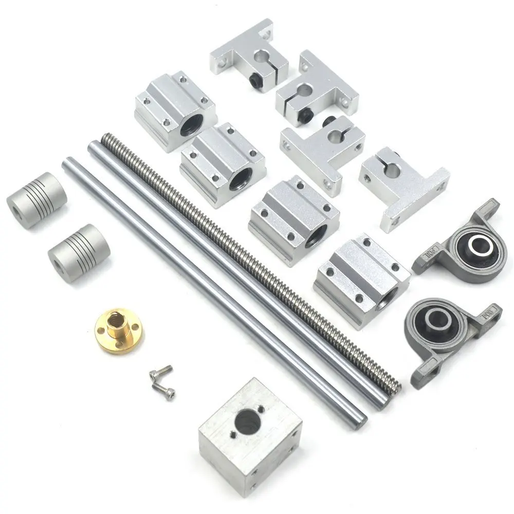 Lead Screw Bearing Mounts, Mergorun 400mm Horizontal Optical Axis & 8mm Lead Screw Dual Rail Shaft Support Pillow Block Bearings & Flexible Shaft Coupling With Set of 17