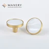 Retail New Design Solid Brass Natural Shell Patched Furniture Handle Kitchen Knob