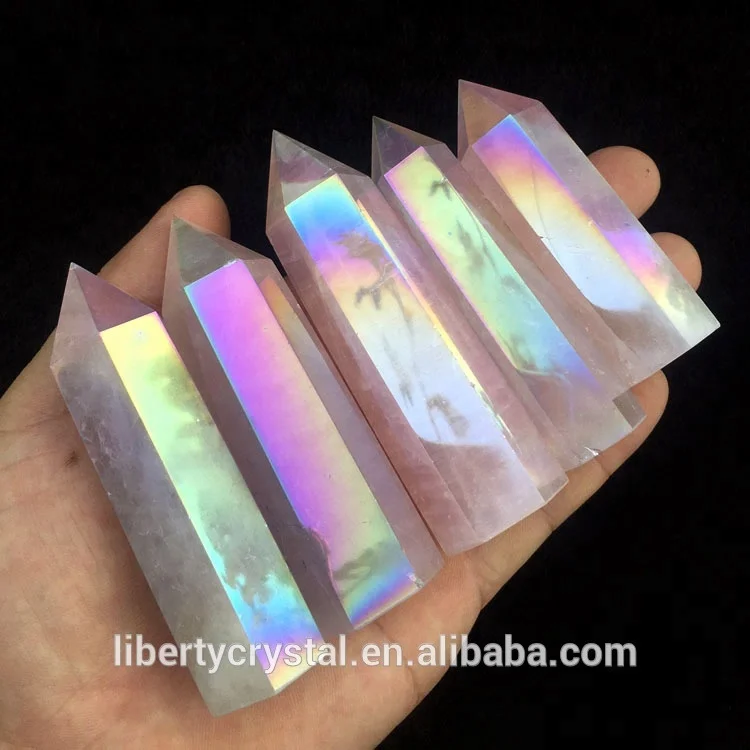 jincome Flourite Crystal Point Faceted Prism Wand Carved Reiki Stone Figurine
