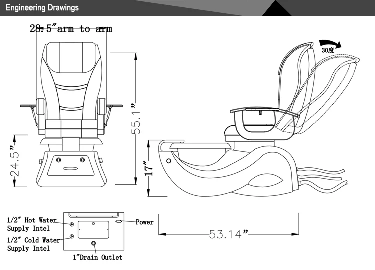 Used Beauty Salon Furniture Pedicure Chair Dimensions (kms81311