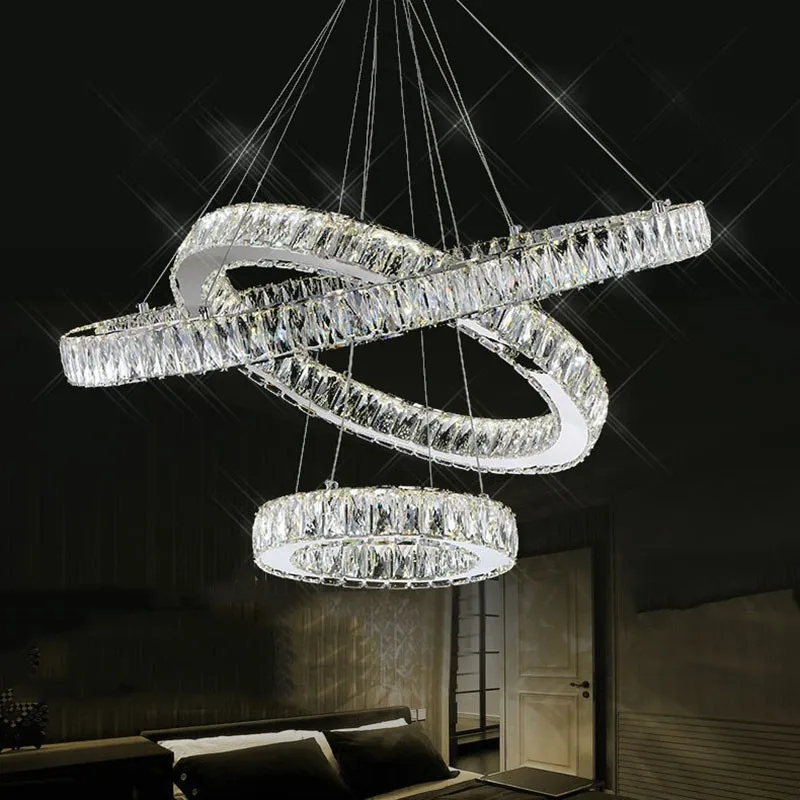 Lampen Wohnzimmer, luxus doppel ringe kristall lampe für esszimmer oval moderne, Design ideen