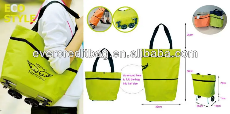 Cheap Promotional Foldable Shopping Bag with Wheels