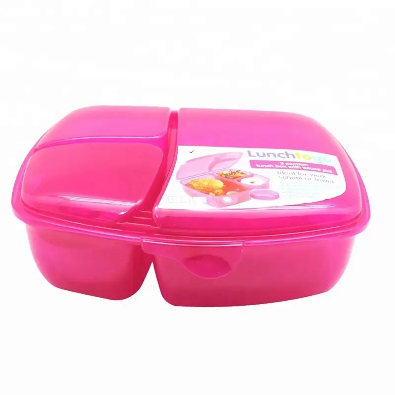 Large Plastic Lunch Box With Lock With 3 Compartment And A Sauce Cup ...