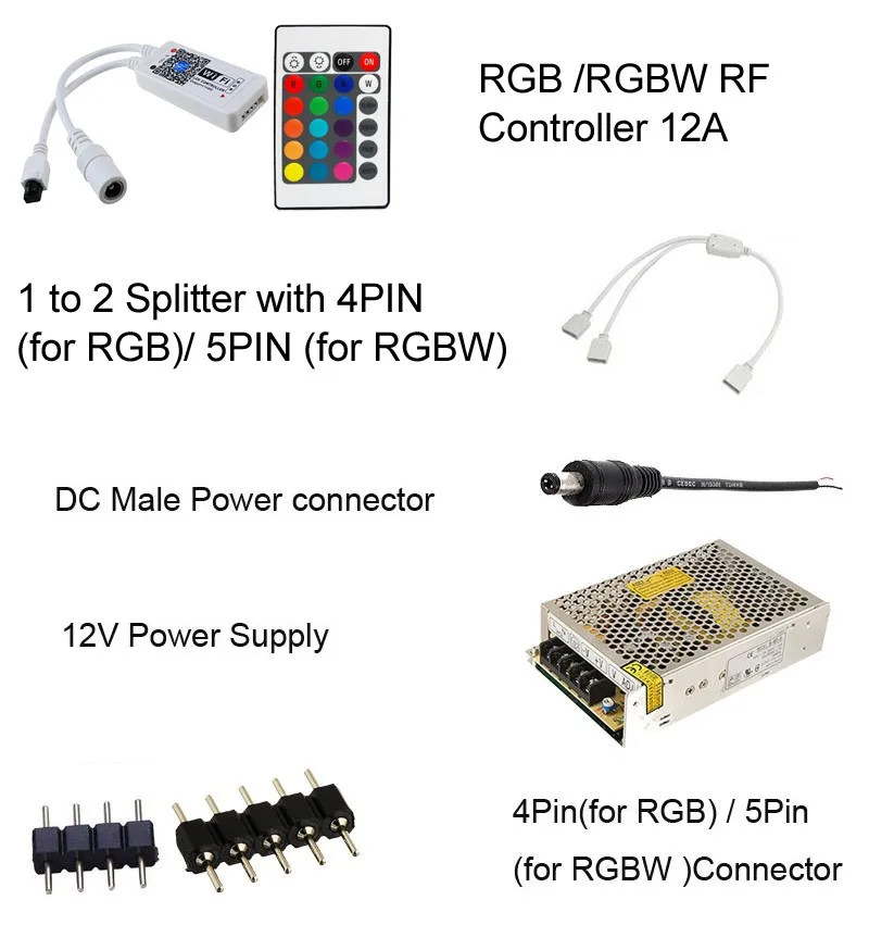 4-Zone Remote  Full kits 20M 5050 RGBW 2835 RGB Mi Light WIFI Timer Led Strip 