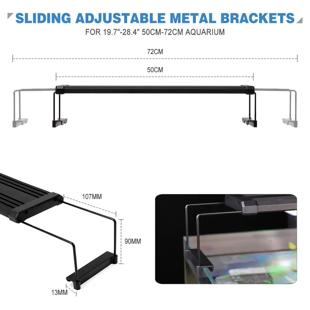 Manufacturer Supply Aquarium Led Lamp Brackets White And Blue Extendable Bracket Fish Tank Light