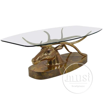 Home Decoration Bronze Deer Head Coffee Table Base Sculpture Home Decoration Bronze Deer Head Coffee Table Base Sculpture