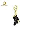 Stainless Steel Overall Enamel Black Studded High Heel Boot Charm with Lobster Clasp