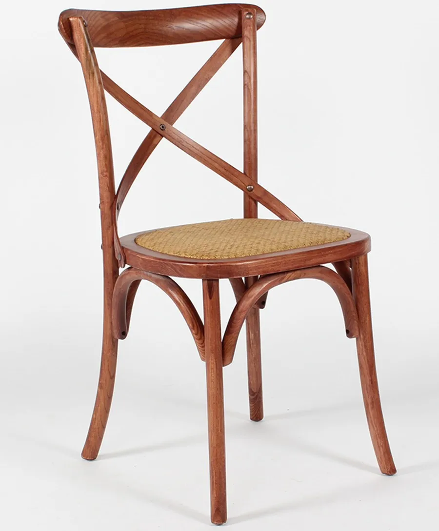 Birch Wood Type And Antique Appearance Cross Back Chair Farmhouse Solid