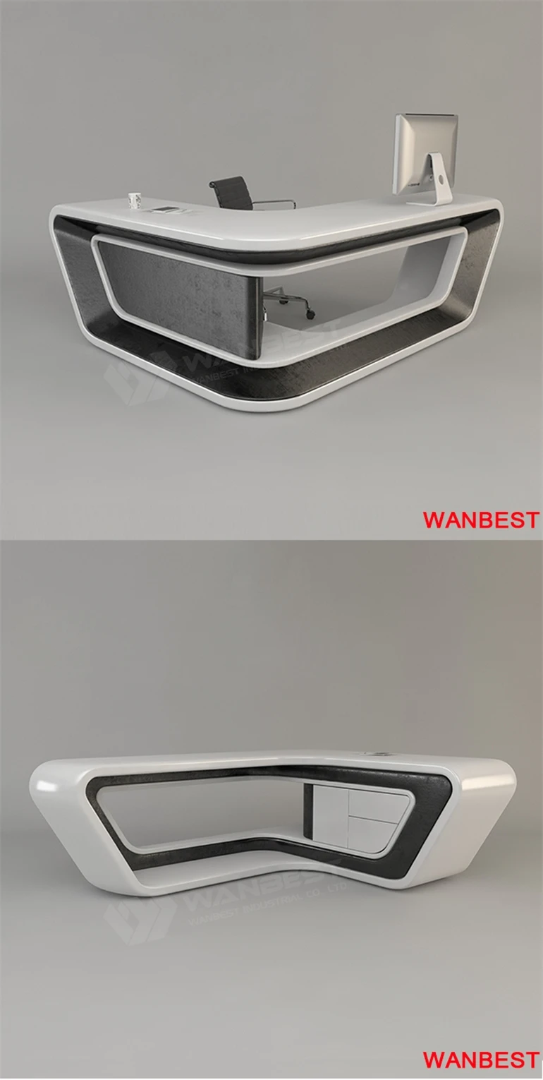 Cheap Acrylic L Shape Office Manager Ceo Writing Desk Home Computer Table Set