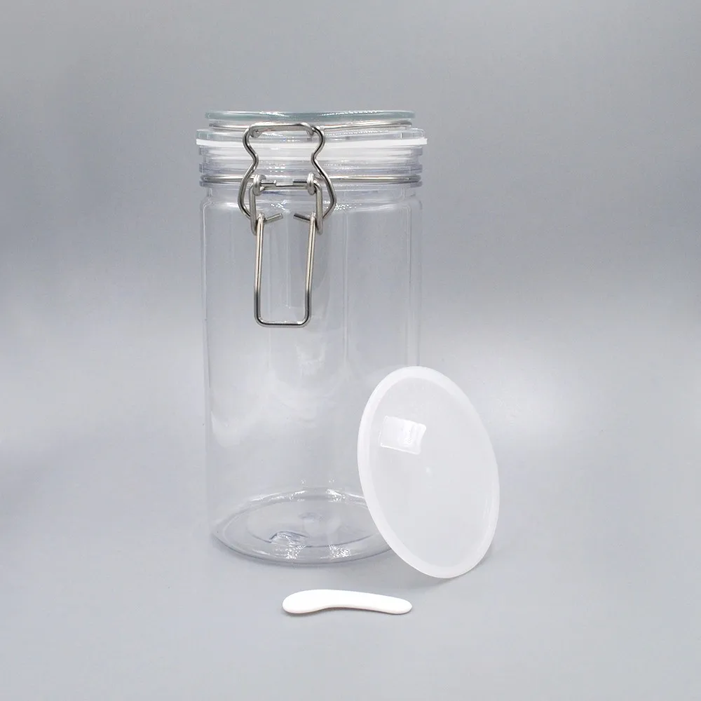 Good Sale 500ml 350ml Cosmetic Plastic Pet Kilner Jar With Large Metal