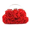 Luxury trendy elegant wristlet red rose flower ladies bridal dress evening clutch bag
