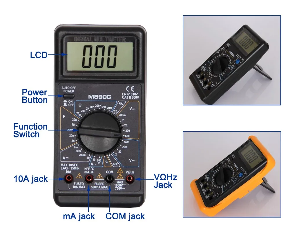 Ce Digital Multimeter With Buzzer Frequency Capacitance Test M890g ...